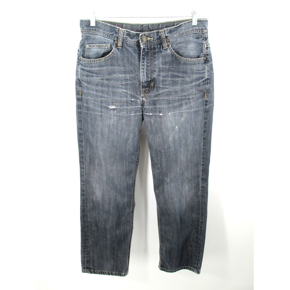 ECKO UNLTD 1972 Straight Leg Jeans Men 34/30 Blue Denim Distressed Mid Rise